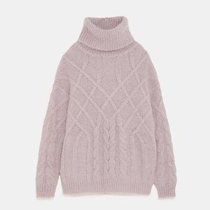 Zara Cable Knit Turtleneck Sweater Limited Edition